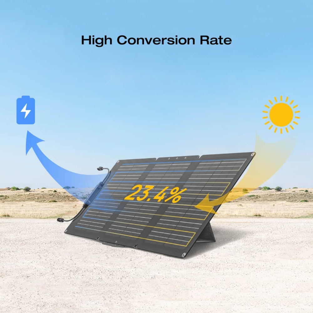painel solar portátil 60w com taxa de conversão de até 25%